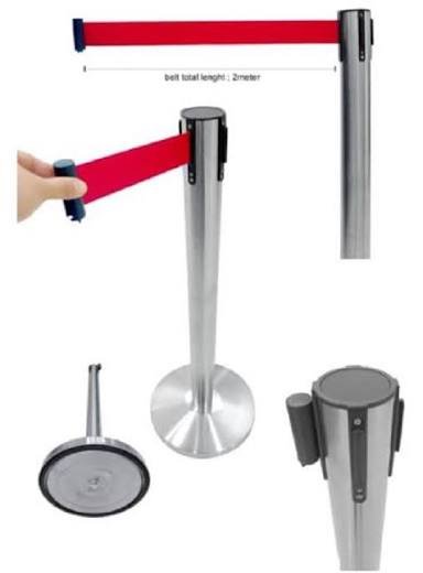Stainless Steel Queue Pole with 6 ft Retractable Ribbon - Image 2